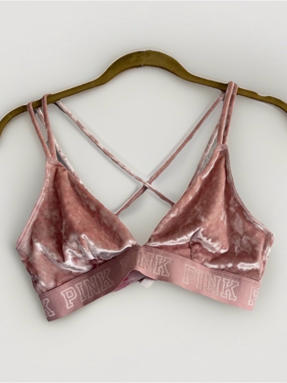 PINK Victoria’s Secret Crushed Velvet Strappy Bralette Festival Y2K Coquette S